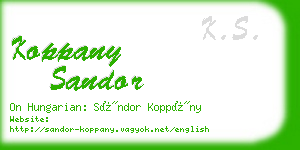 koppany sandor business card